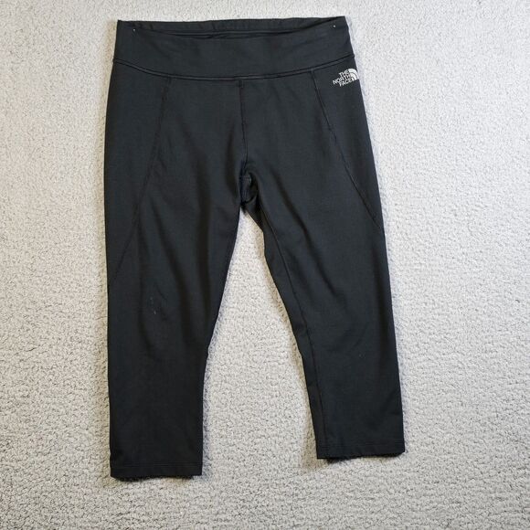 The North Face Womens Leggings M Black Capri Athletic Yoga Stretch Workout Logo - Picture 12 of 16